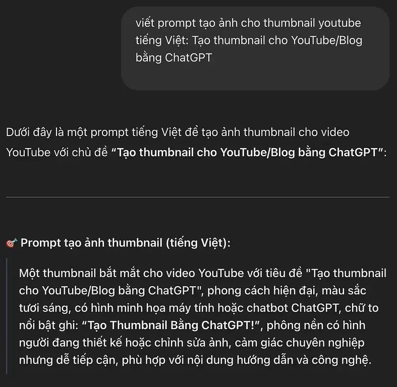 Dùng ChatGPT tạo ảnh thumbnail YouTube, blog