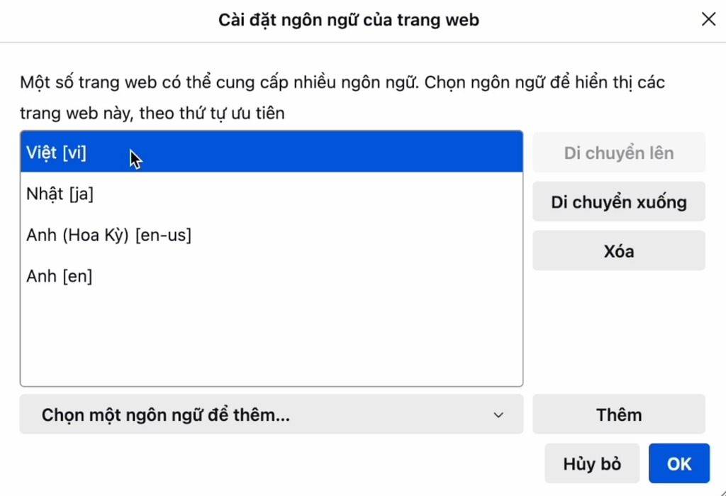 Hướng dẫn đổi ngôn ngữ trình duyệt Firefox