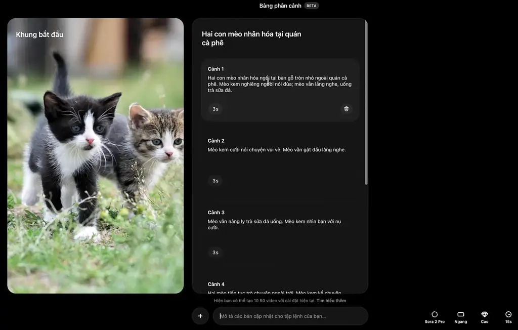Tạo video 25 giây cực mượt với Sora 2 Pro Storyboard