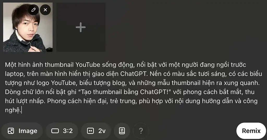 Dùng ChatGPT tạo ảnh thumbnail YouTube, blog
